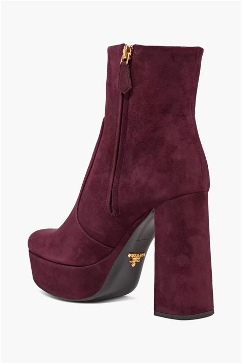 prada ankle boots leo|Prada suede platform ankle boots.